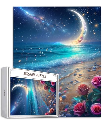 Mond Puzzle 500 Teile Strand Puzzle Erwachsene, Holzpuzzle Erwachsene, DIY Groß Puzzelmatten, Premium Quality Klassische Wooden Jigsaw, Holzpuzzle ab 14 Jahren für Jungen, Geschenke Mädche S-989 Mond Puzzle 500 Teile Strand Puzzle Erwachsene, Holzpuzzle Erwachsene, DIY Groß Puzzelmatten, Premium Quality Klassische Wooden Jigsaw, Holzpuzzle ab 14 Jahren für Jungen, Geschenke Mädche S-989 von Saweefog