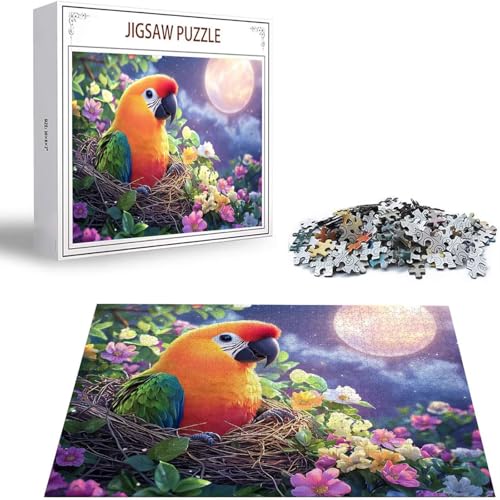 Mond Puzzle 5000 Teile Papagei Puzzle Erwachsene, Holzpuzzle Erwachsene, DIY Groß Puzzelmatten, Premium Quality Klassische Wooden Jigsaw, Holzpuzzle ab 14 Jahren für Jungen, Geschenke Mädche S-494 von Saweefog
