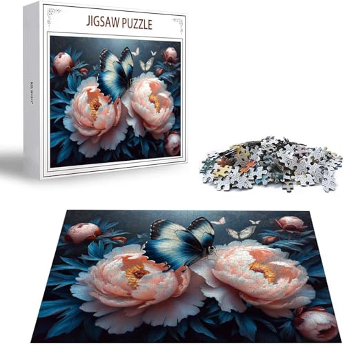 Pfingstrose Puzzle 300 Teile Schmetterling Puzzle Erwachsene, Holzpuzzle Erwachsene, DIY Groß Puzzelmatten, Premium Klassische Wooden Jigsaw, Holzpuzzle ab 14 Jahren für Jungen, Geschenke S-337 von Saweefog