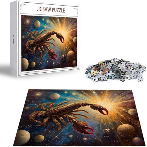 Planet Puzzle 500 Teile Skorpion Puzzle Erwachsene, Holzpuzzle Erwachsene, DIY Groß Puzzelmatten, Premium Quality Klassische Wooden Jigsaw, Holzpuzzle ab 14 Jahren für Jungen, Geschenke Mädche S-456 von Saweefog