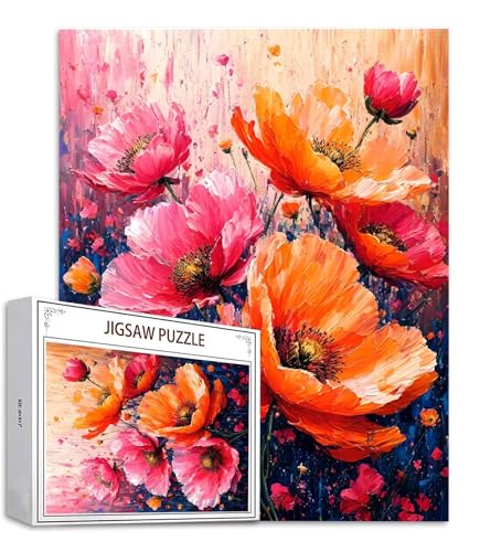 Puzzle 1000 Teile Blume Puzzle Erwachsene, Holzpuzzle Erwachsene Puzzelmatten, Mehrfarbig Holzpuzzle, Klassische Puzzles Rot Wooden Jigsaw, Geschicklichkeitsspiel für die Ganze Familie, Geschenk S-683 von Saweefog