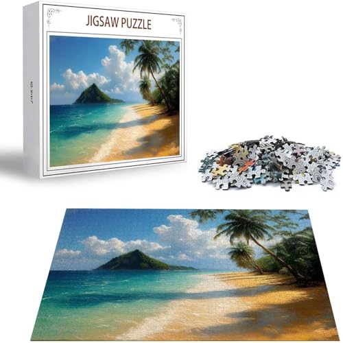 Puzzle 1000 Teile Strand Puzzle Erwachsene, Holzpuzzle Erwachsene Puzzelmatten, Mehrfarbig Holzpuzzle, Klassische Puzzles Landschaft Wooden Jigsaw, Geschicklichkeitsspiel für die Ganze Familie S-391 von Saweefog