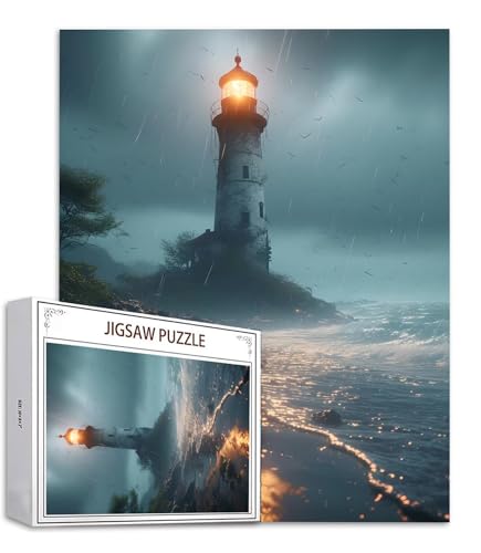 Puzzle 200 Teile Leuchtturm Puzzle Erwachsene, Holzpuzzle Erwachsene Puzzelmatten, Mehrfarbig Holzpuzzle, Klassische Puzzles Wellen Wooden Jigsaw, Geschicklichkeitsspiel für die Ganze Familie S-559 von Saweefog