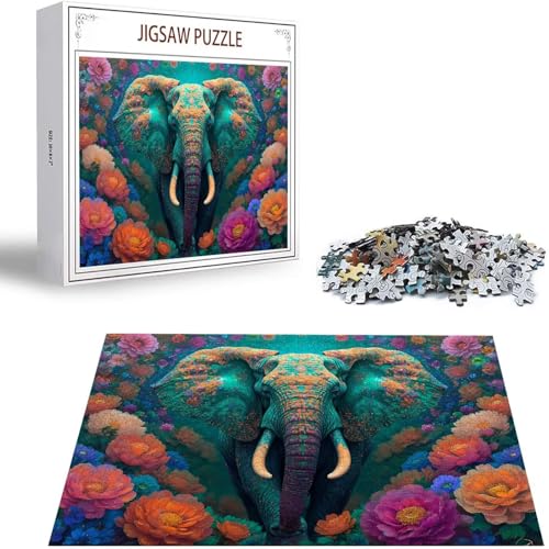 Puzzle 300 Teile Blume Puzzle Erwachsene, Holzpuzzle Erwachsene Puzzelmatten, Mehrfarbig Holzpuzzle, Klassische Puzzles Elefant Wooden Jigsaw, Geschicklichkeitsspiel für die Ganze Familie S-187 von Saweefog