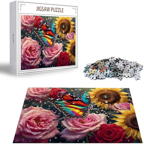 Puzzle 300 Teile Blume Puzzle Erwachsene, Holzpuzzle Erwachsene Puzzelmatten, Mehrfarbig Holzpuzzle, Klassische Puzzles Schönheit Wooden Jigsaw, Geschicklichkeitsspiel für die Ganze Familie S-203 von Saweefog