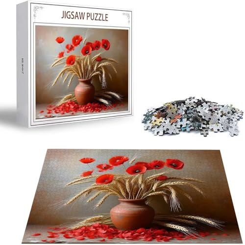 Puzzle 4000 Teile Weizen Puzzle Erwachsene, Holzpuzzle Erwachsene Puzzelmatten, Mehrfarbig Holzpuzzle, Klassische Puzzles Mohn Wooden Jigsaw, Geschicklichkeitsspiel für die Ganze Familie S-291 von Saweefog
