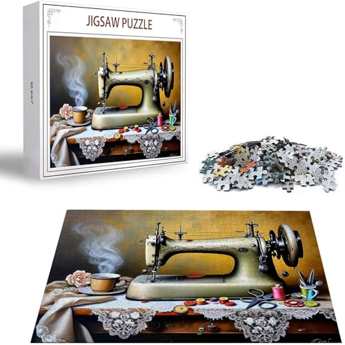Retro Puzzle 500 Teile Nähmaschine Puzzle Erwachsene, Holzpuzzle Erwachsene, DIY Groß Puzzelmatten, Premium Quality Klassische Wooden Jigsaw, Holzpuzzle ab 14 Jahren für Jungen, Geschenke Mädche S-138 von Saweefog