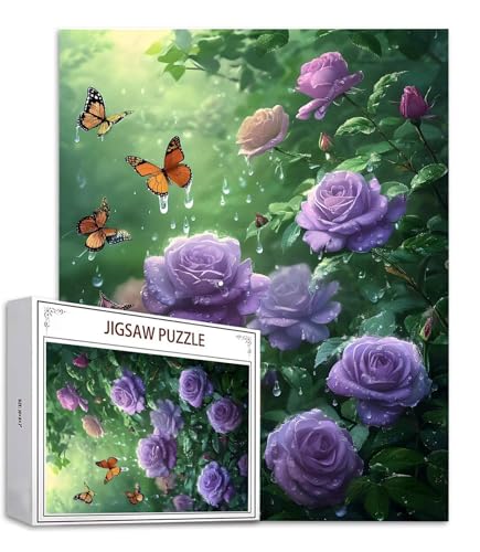 Rose Puzzle 300 Teile Schmetterling Puzzle Erwachsene, Holzpuzzle Erwachsene, DIY Groß Puzzelmatten, Premium Klassische Wooden Jigsaw, Holzpuzzle ab 14 Jahren für Jungen, Geschenke Mädche S-795 von Saweefog