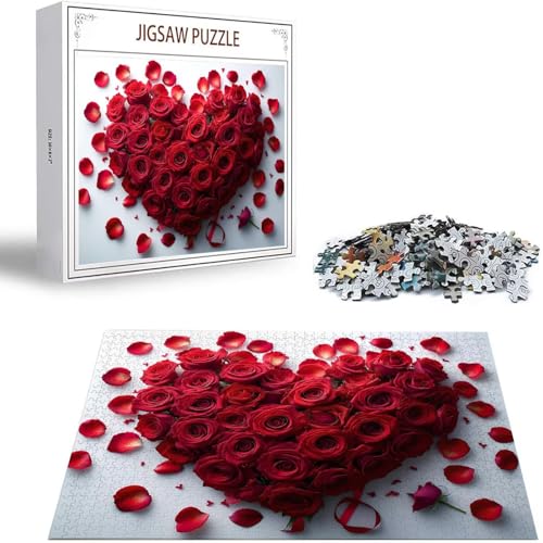 Rose Puzzle 500 Teile Blume Puzzle Erwachsene, Holzpuzzle Erwachsene, DIY Groß Puzzelmatten, Premium Quality Klassische Wooden Jigsaw, Holzpuzzle ab 14 Jahren für Jungen, Geschenke Mädche S-307 von Saweefog