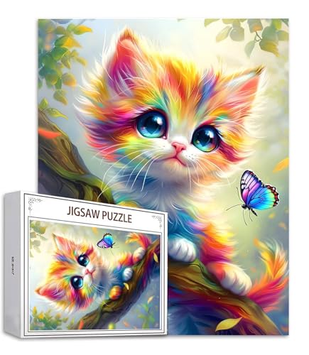 Schmetterling Puzzle 300 Teile Katze Puzzle Erwachsene, Holzpuzzle Erwachsene, DIY Groß Puzzelmatten, Premium Klassische Wooden Jigsaw, Holzpuzzle ab 14 Jahren für Jungen, Geschenke Mädche S-663 von Saweefog