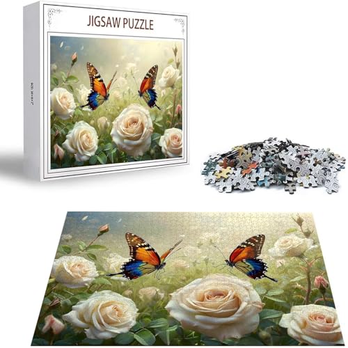 Schmetterling Puzzle 500 Teile Rose Puzzle Erwachsene, Holzpuzzle Erwachsene, DIY Groß Puzzelmatten, Premium Klassische Wooden Jigsaw, Holzpuzzle ab 14 Jahren für Jungen, Geschenke Mädche S-176 von Saweefog