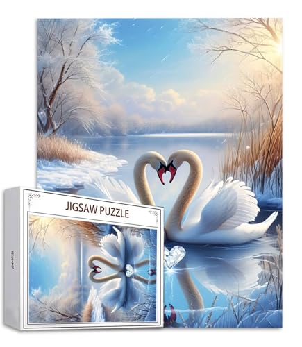 Schwan Puzzle 500 Teile See Puzzle Erwachsene, Holzpuzzle Erwachsene, DIY Groß Puzzelmatten, Premium Quality Klassische Wooden Jigsaw, Holzpuzzle ab 14 Jahren für Jungen, Geschenke Mädche S-914 von Saweefog