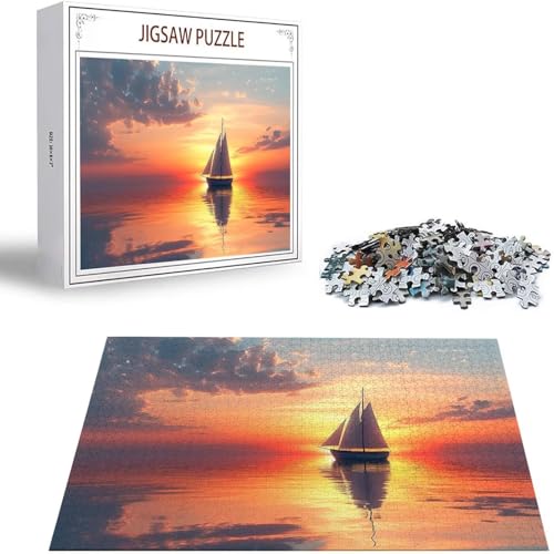 Segelboot Puzzle 3000 Teile Sonnenuntergang Puzzle Erwachsene, Holzpuzzle Erwachsene, DIY Groß Puzzelmatten, Premium Klassische Wooden Jigsaw, Holzpuzzle ab 14 Jahren für Jungen, Geschenke S-114 von Saweefog