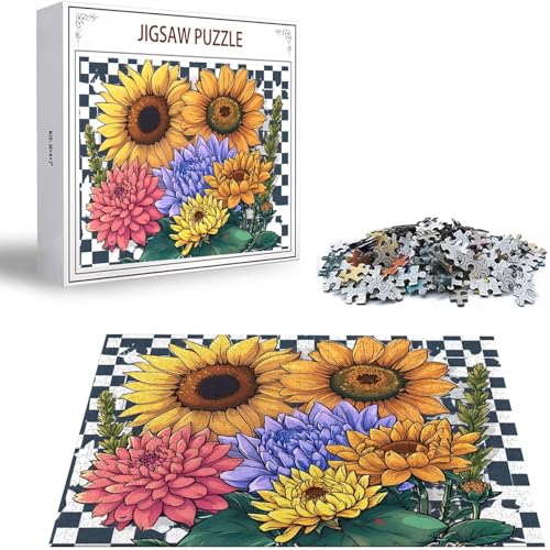 Sonnenblume Puzzle 1500 Teile Blume Puzzle Erwachsene, Holzpuzzle Erwachsene, DIY Groß Puzzelmatten, Premium Klassische Wooden Jigsaw, Holzpuzzle ab 14 Jahren für Jungen, Geschenke Mädche S-443 von Saweefog
