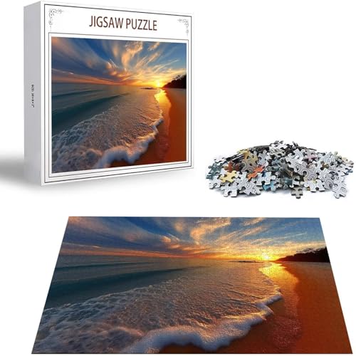 Sonnenuntergang Puzzle 300 Teile Strand Puzzle Erwachsene, Holzpuzzle Erwachsene, DIY Groß Puzzelmatten, Premium Quality Klassische Wooden Jigsaw, Holzpuzzle ab 14 Jahren für Jungen, Geschenke S-285 von Saweefog