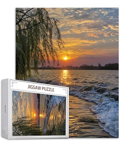 Sonnenuntergang Puzzle 500 Teile See Puzzle Erwachsene, Holzpuzzle Erwachsene, DIY Groß Puzzelmatten, Premium Klassische Wooden Jigsaw, Holzpuzzle ab 14 Jahren für Jungen, Geschenke Mädche S-769 von Saweefog