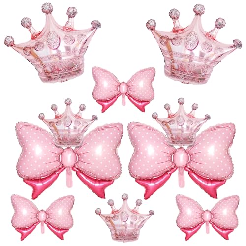 10 Stück Roségold-Kronenballons und hellrosa Bogenballon, hellrosa Schleifenballons, großer Roségold-Kronen-Folienballon mit zwei Größen für Geburtstag, Babyparty, Prinzessin, Königin, Motto-Party 10 Stück Roségold-Kronenballons und hellrosa Bogenballon, hellrosa Schleifenballons, großer Roségold-Kronen-Folienballon mit zwei Größen für Geburtstag, Babyparty, Prinzessin, Königin, Motto-Party von Saxuxu