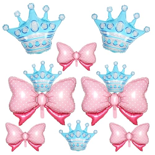10 Stück blaue Kronenballons und rosa Bogenballon, hellrosa Schleifenballons, blauer großer Kronen-Folienballon mit zwei Größen für Geburtstag, Babyparty, Prinzessin, Königin, Themenparty, Hochzeit 10 Stück blaue Kronenballons und rosa Bogenballon, hellrosa Schleifenballons, blauer großer Kronen-Folienballon mit zwei Größen für Geburtstag, Babyparty, Prinzessin, Königin, Themenparty, Hochzeit von Saxuxu