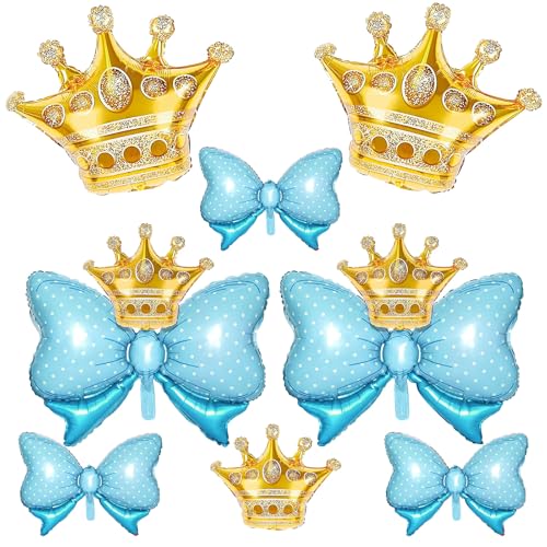 10 Stück goldene Kronenballons und blauer Bogenballon, hellblaue Schleifenballons, großer Goldkronen-Folienballon mit zwei Größen für Geburtstag, Babyparty, Prinzessin, Königin, Themenparty, Hochzeit 10 Stück goldene Kronenballons und blauer Bogenballon, hellblaue Schleifenballons, großer Goldkronen-Folienballon mit zwei Größen für Geburtstag, Babyparty, Prinzessin, Königin, Themenparty, Hochzeit von Saxuxu