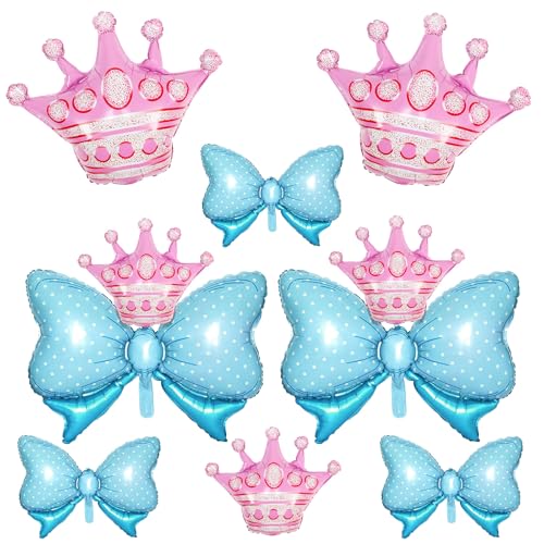 10 Stück rosa Kronenballons und blauer Bogenballon, hellblaue Schleifenballons, rosa große Krone Folienballon mit zwei Größen für Geburtstag, Babyparty, Prinzessin, Königin, Themenparty, Hochzeit 10 Stück rosa Kronenballons und blauer Bogenballon, hellblaue Schleifenballons, rosa große Krone Folienballon mit zwei Größen für Geburtstag, Babyparty, Prinzessin, Königin, Themenparty, Hochzeit von Saxuxu