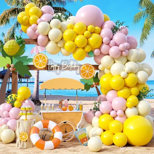 Ballonbogen-Set, rosa und gelb, 122 Stück, Macaron-Ballons, rosa, gelb, matt, für Mädchen, Hochzeit, Brautparty, Verlobung, Jahrestag, Geburtstag, Dekorationen Ballonbogen-Set, rosa und gelb, 122 Stück, Macaron-Ballons, rosa, gelb, matt, für Mädchen, Hochzeit, Brautparty, Verlobung, Jahrestag, Geburtstag, Dekorationen von Saxuxu