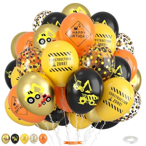 Bauballons, 30,5 cm, Gold, Schwarz, Gelb, Orange, LKW-Ballons für Kinder, Jungen, Babyparty, Bauthema, Geburtstag, LKW, Party, Abschlusszubehör Bauballons, 30,5 cm, Gold, Schwarz, Gelb, Orange, LKW-Ballons für Kinder, Jungen, Babyparty, Bauthema, Geburtstag, LKW, Party, Abschlusszubehör von Saxuxu