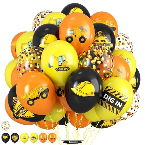 Bauballons, 30,5 cm, schwarz, gelb, orange, LKW, bedruckte Konfetti-Ballons für Kinder, Jungen, Geburtstagsparty, Zubehör, Bagger, Babyparty, LKW, Motto-Party-Dekoration, Hintergrund Bauballons, 30,5 cm, schwarz, gelb, orange, LKW, bedruckte Konfetti-Ballons für Kinder, Jungen, Geburtstagsparty, Zubehör, Bagger, Babyparty, LKW, Motto-Party-Dekoration, Hintergrund von Saxuxu
