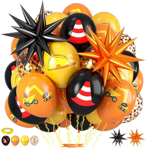 Bauballons, orange-gelb-schwarze Konfetti-Ballons mit LKW-Folienballon für Kinder, Jungen, LKW-Thema, Abschluss, Geburtstag, LKW, Party, Babyparty Bauballons, orange-gelb-schwarze Konfetti-Ballons mit LKW-Folienballon für Kinder, Jungen, LKW-Thema, Abschluss, Geburtstag, LKW, Party, Babyparty von Saxuxu