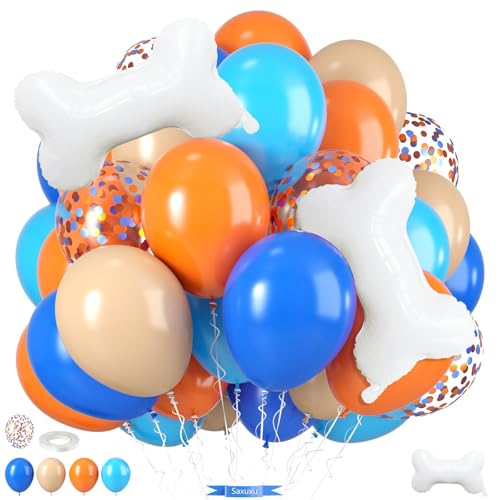 Blaue Geburtstagsballons, blaue und orangefarbene Luftballons mit Knochen-Folienballon für Kinder, Jungen, Mädchen, Cartoon-Thema, Geburtstagsparty, Abschlussfeier, Babyparty, Feiern Blaue Geburtstagsballons, blaue und orangefarbene Luftballons mit Knochen-Folienballon für Kinder, Jungen, Mädchen, Cartoon-Thema, Geburtstagsparty, Abschlussfeier, Babyparty, Feiern von Saxuxu