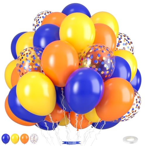 Blaue und orangefarbene Luftballons, 30,5 cm, orange/gelb, königsblau, für Kinder, Jungen, Cartoon-Geburtstagsparty-Dekorationen, Abschlussfeier, Babyparty, Hintergrund Blaue und orangefarbene Luftballons, 30,5 cm, orange/gelb, königsblau, für Kinder, Jungen, Cartoon-Geburtstagsparty-Dekorationen, Abschlussfeier, Babyparty, Hintergrund von Saxuxu