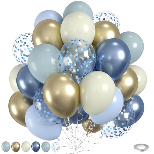 Dusty Blue Ballons, 60pcs Gold And Blue Ballons, Metallic Champagner Gold Balloon Confetti Balloon For Birthday Baby Shower Father's Day Retirement Graduation Anniversary Party Wedding Decorations Dusty Blue Ballons, 60pcs Gold And Blue Ballons, Metallic Champagner Gold Balloon Confetti Balloon For Birthday Baby Shower Father's Day Retirement Graduation Anniversary Party Wedding Decorations von Saxuxu