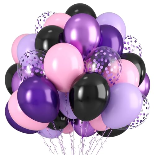 Lila Rosa Schwarz Luftballons, 30,5 cm Rosa Schwarz Macaron Dunkel Metallic Lila Konfetti Ballons für Mädchen Hochzeit Brautdusche Babyparty Geburtstag Halloween Party Dekorationen Lila Rosa Schwarz Luftballons, 30,5 cm Rosa Schwarz Macaron Dunkel Metallic Lila Konfetti Ballons für Mädchen Hochzeit Brautdusche Babyparty Geburtstag Halloween Party Dekorationen von Saxuxu