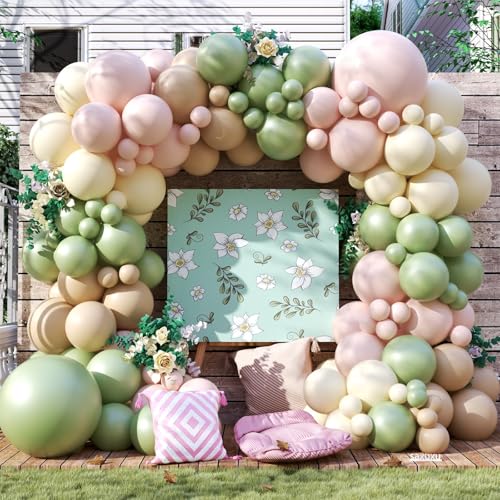 Luftballon-Bogen-Girlande-Set, 122 Stück, elfenbeinfarben, Sandweiß, Altrosa, Salbeigrün, Frühlingsballons für Frauen, Mädchen, Boho, Brautschmuck, Hochzeit, Babyparty, Verlobung, Geburtstag Luftballon-Bogen-Girlande-Set, 122 Stück, elfenbeinfarben, Sandweiß, Altrosa, Salbeigrün, Frühlingsballons für Frauen, Mädchen, Boho, Brautschmuck, Hochzeit, Babyparty, Verlobung, Geburtstag von Saxuxu