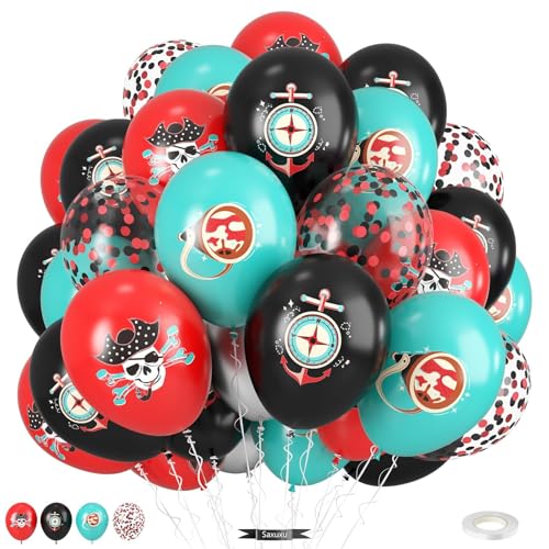 Luftballons, 30,5 cm, blau, blaugrün, schwarz, rot, Konfetti-Ballons mit Meeresmotiv, für Kinder, Jungen, Ozean, Schiff, Thema, Geburtstagsparty, Halloween, Babyparty, Abschlussdekoration Luftballons, 30,5 cm, blau, blaugrün, schwarz, rot, Konfetti-Ballons mit Meeresmotiv, für Kinder, Jungen, Ozean, Schiff, Thema, Geburtstagsparty, Halloween, Babyparty, Abschlussdekoration von Saxuxu
