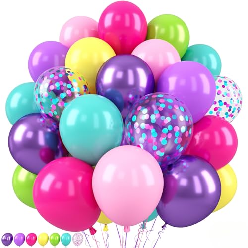 Luftballons in Rosa, Blau, Lila, 30,5 cm, Hot Pink, Metallic, Lila, Blaugrün, Gelb, Grün, Konfetti-Ballons für Kinder, magisches Thema, Geburtstagsdekoration, Babyparty, Verlobung, Party-Dekoration Luftballons in Rosa, Blau, Lila, 30,5 cm, Hot Pink, Metallic, Lila, Blaugrün, Gelb, Grün, Konfetti-Ballons für Kinder, magisches Thema, Geburtstagsdekoration, Babyparty, Verlobung, Party-Dekoration von Saxuxu