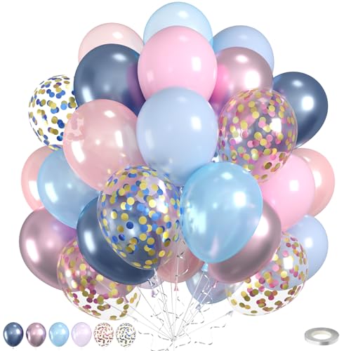 Luftballons in Rosa und Blau, 60 Stück, Perlen-Metallic-Blau-Rosa mit zwei Arten Konfetti-Ballons für Geburtstag, Babyparty, Party, Hochzeit, Geschlechtsoffenbarung, Brautparty, Jahrestag, Verlobung Luftballons in Rosa und Blau, 60 Stück, Perlen-Metallic-Blau-Rosa mit zwei Arten Konfetti-Ballons für Geburtstag, Babyparty, Party, Hochzeit, Geschlechtsoffenbarung, Brautparty, Jahrestag, Verlobung von Saxuxu