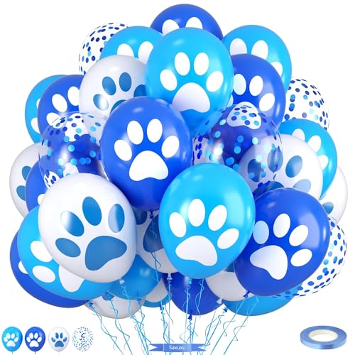 Luftballons mit Pfotenabdruck, 30,5 cm, Marineblau, Hellblau, Weiß, Pfotenabdruck, Konfetti, Hundegeburtstagsballons für Kinder, Jungen, Mädchen, Hund, Geburtstagsparty, Dekoration, Babyparty Luftballons mit Pfotenabdruck, 30,5 cm, Marineblau, Hellblau, Weiß, Pfotenabdruck, Konfetti, Hundegeburtstagsballons für Kinder, Jungen, Mädchen, Hund, Geburtstagsparty, Dekoration, Babyparty von Saxuxu