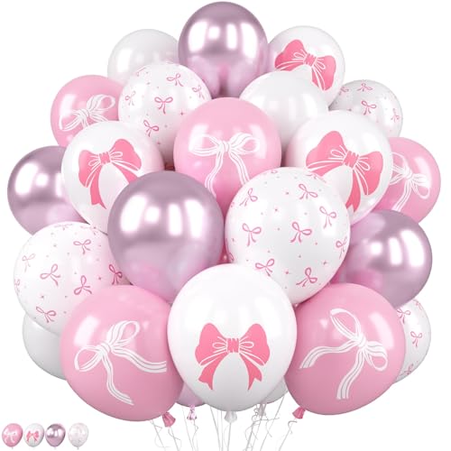 Luftballons mit rosa Schleife, 30,5 cm, metallisch, hellrosa, weiß, Prinzessinnen-Schleifen-Druck, Dekorationen für Frauen, Mädchen, Hochzeit, Jahrestag, Verlobung, Junggesellinnenabschied Luftballons mit rosa Schleife, 30,5 cm, metallisch, hellrosa, weiß, Prinzessinnen-Schleifen-Druck, Dekorationen für Frauen, Mädchen, Hochzeit, Jahrestag, Verlobung, Junggesellinnenabschied von Saxuxu