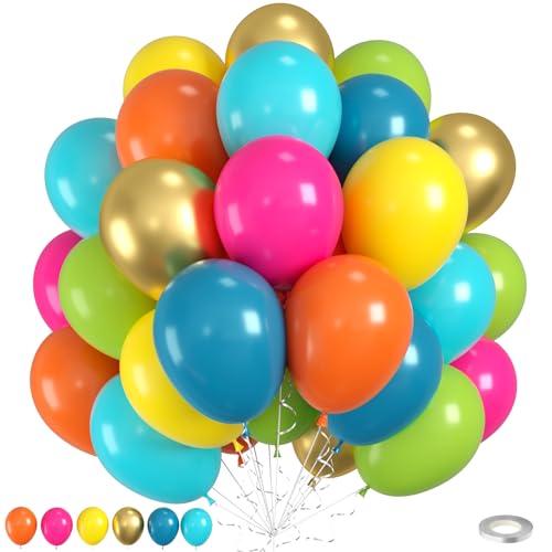 Regenbogen-Luftballons, 60 Stück, bunte Luftballons, mattes Pink, Blaugrün, Grün, Orange, Gelbgold, Ballon für Geburtstag, Babyparty, Sommer, Strand, tropische Hawaii-Themenparty, Hochzeit, Jahrestag Regenbogen-Luftballons, 60 Stück, bunte Luftballons, mattes Pink, Blaugrün, Grün, Orange, Gelbgold, Ballon für Geburtstag, Babyparty, Sommer, Strand, tropische Hawaii-Themenparty, Hochzeit, Jahrestag von Saxuxu