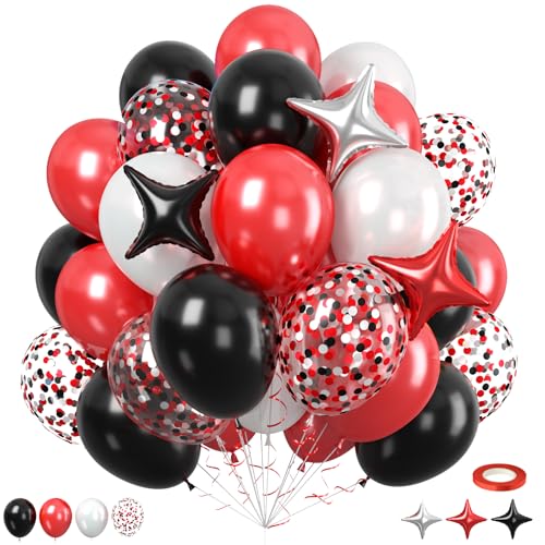 Rot und Schwarz Luftballons, 60pcs Rot Schwarz Weiß Ballons, Konfetti Ballon Weiß 3 Farbe Stern Folienballon für Geburtstag Baby Shower Party Hochzeit Abschlussfeier Brautdusche Ruhestand Verlobung Rot und Schwarz Luftballons, 60pcs Rot Schwarz Weiß Ballons, Konfetti Ballon Weiß 3 Farbe Stern Folienballon für Geburtstag Baby Shower Party Hochzeit Abschlussfeier Brautdusche Ruhestand Verlobung von Saxuxu