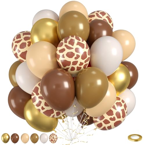 Safari-Luftballons, 60 Stück, Dschungel-Ballons, Braun-Gold-Weiß-Ballon, Giraffen-Druck, Ballon für Geburtstag, Babyparty, Safari, Dschungel, Wald, Tier, Themenparty, Hochzeit, Junggesellinnenabschied Safari-Luftballons, 60 Stück, Dschungel-Ballons, Braun-Gold-Weiß-Ballon, Giraffen-Druck, Ballon für Geburtstag, Babyparty, Safari, Dschungel, Wald, Tier, Themenparty, Hochzeit, Junggesellinnenabschied von Saxuxu