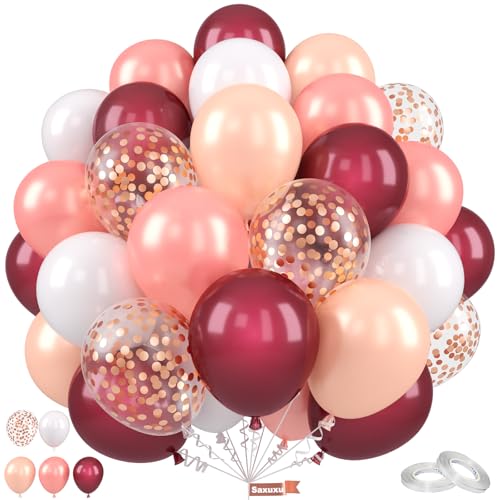 Saxuxu Burgunderrote Luftballons, 30,5 cm, Burgunderrot, Party-Luftballons, Weinrot, Weiß, Perle, Metallic, Roségold, Konfetti-Ballons für Hochzeitstag, Verlobung, romantisches Abendessen, Saxuxu Burgunderrote Luftballons, 30,5 cm, Burgunderrot, Party-Luftballons, Weinrot, Weiß, Perle, Metallic, Roségold, Konfetti-Ballons für Hochzeitstag, Verlobung, romantisches Abendessen, von Saxuxu