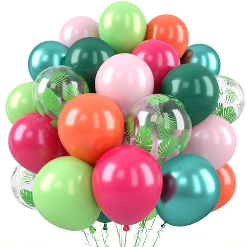 Saxuxu Hawaiianischer Luftballon, 50 Stück, 30,5 cm, rosa und grün, tropische Partyballons, metallische grüne Pastellrosa, Hot Pink, Orange, Palmblätter, bedruckte Ballons für Sommer, Geburtstag Saxuxu Hawaiianischer Luftballon, 50 Stück, 30,5 cm, rosa und grün, tropische Partyballons, metallische grüne Pastellrosa, Hot Pink, Orange, Palmblätter, bedruckte Ballons für Sommer, Geburtstag von Saxuxu