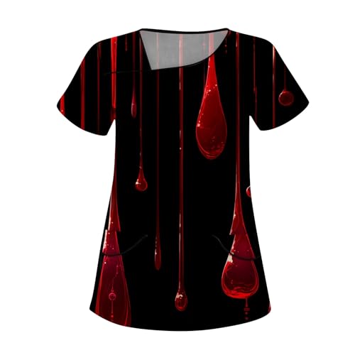 Saymany Berufskleidung Mit Taschen Krankenschwester Kittel Arzt Kostüm Halloween Druck Halloween-Kostüme Kostüme Kürbis Horror Gruseliges Bequem Pulsuhr （7-Black，M） von Saymany