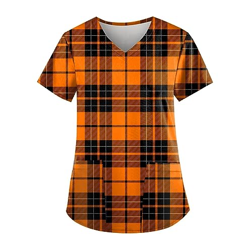 Saymany Damen Kasack Halloween Pflege Lässig Halloween-Kostüm Erwachsene Kostüm Kürbis Kostüm Krankenschwester Kleidung Bequem Medizinische Für Frauen Casual Kittel （2-Yellow，XXL） von Saymany