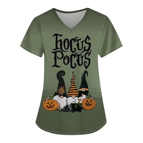 Saymany Halloween Damen Casual Halloween-Kostüme Kostüm Erwachsene Lässig Berufsbekleidung V-Ausschnitt Krankenschwester Kleidung Locker Arzt （2-Dark Green，S） von Saymany