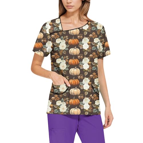 Saymany Halloween Damen Locker Kostüm Pulsuhr Krankenschwester Druck Arzt Kostüm Für Mit Taschen Gothic Bequem Kasack Pflege Günstig （3-Khaki，M） von Saymany