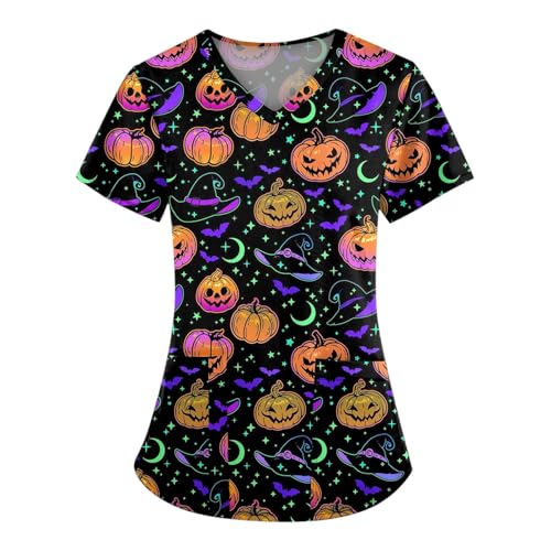 Saymany Halloween Kasacks Damen V-Ausschnitt Kostüm Erwachsene Geister Kostüm Kostume Fledermaus Schlupfkasack Op Kleidung Casual Costumes （4-Purple Pink，4XL） von Saymany