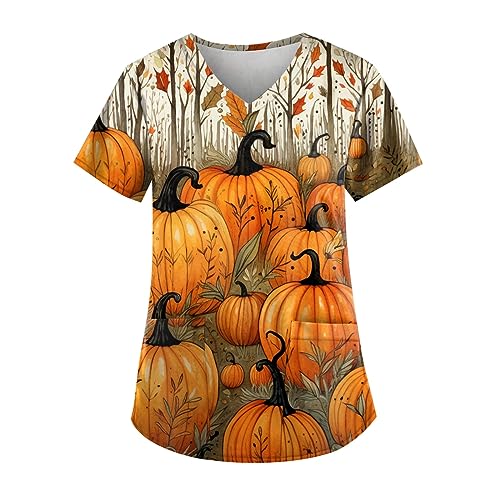 Saymany Halloween Kostüm Für Damen Kürbis Halloween-Kostüme Krankenschwester Kleidung Geister Kostüme Halloween-Kostüm Casual Kazaks Berufsbekleidung Pflege Mit Taschen Costumes （2-Yellow，3XL） von Saymany