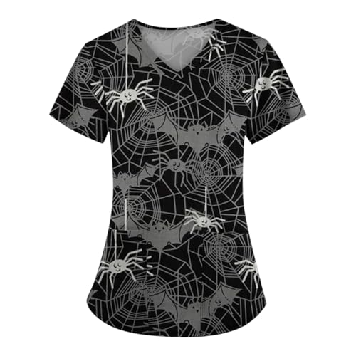 Saymany Kasack Damen Halloween Fledermaus Kostüm Für Berufsbekleidung Pflege Kürbis Op Kostüm Hexe Kleidung Herren Druck Costumes （7-Dark Gray，3XL） von Saymany